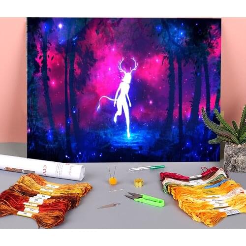 Scenery In The Woods Pre-Printed 11CT Cross-Stitch DIY Embroidery Patterns DMC Threads Handicraft Handmade Craft Decor