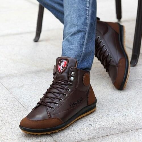 ZEEKSON Korean Version of High-top Shoes Mens Shoes Autumn and Winter New Casual Shoes Trend Wild Leather Fashion Shoes Men