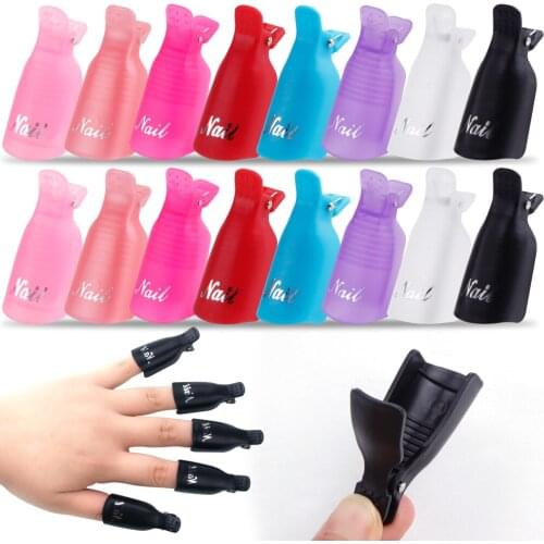 100Pcs Plastic Nail Clips Remover Nail Uv Gel Lack Wraps Nails Art Soak Off Cap Degreaser Cleanser Fingers Tips Manicure Tools