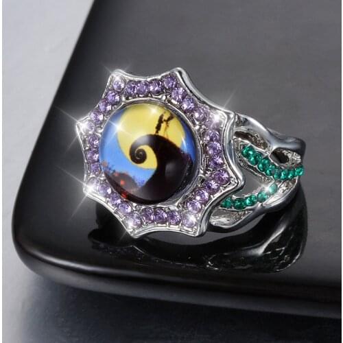 Women Rings Purple Zircon Christmas Horror Night Ring Girl Personality Mood Ring Charm Accessories Girlfriend Surprise Gift