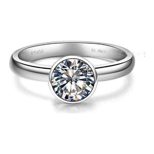 White Gold Au750 Female Ring 1Ct Round Cut Diamond Solitaire Ring Solid 18k White Gold Fine Jewelry