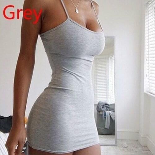 Women Sexy U-Neck Sleeveless Mini Dress Solid Sling Dress 2019 Nightclub Style Women Dress