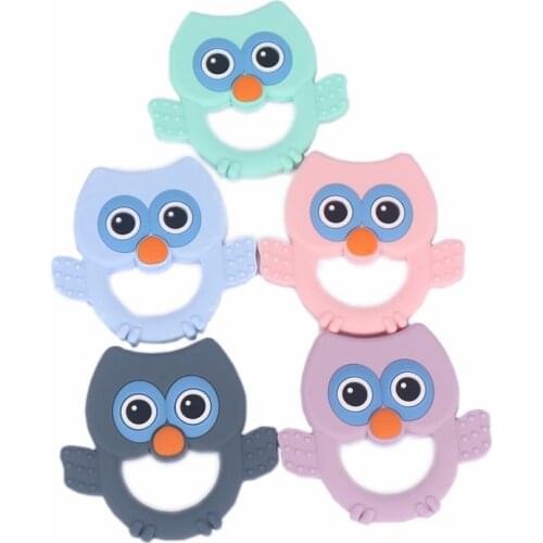 1Pc Silicone Owl Food Grade Baby Teether Chew Toys Baby Toddler Chew Toys Diy Pacifier Chain Pendant Accessories BPA Free