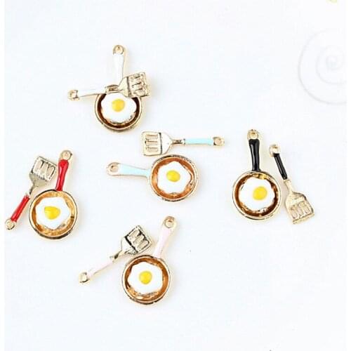 10PCS Fashion Zinc Alloy Metal Pendant Enamel Egg Pot and Shovel Charms For Women Bracelets Earrings DIY Jewelry Making
