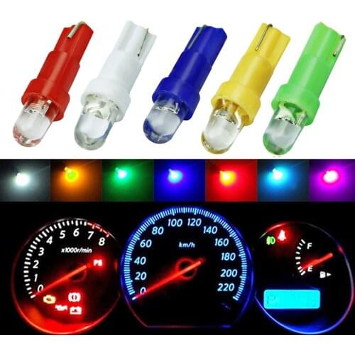 100PCS Car Interior T5 led 1 SMD Dashboard Wedge 1LED Car Light T5 Bulb Lamp Led 12v Yellow Blue Green Red White