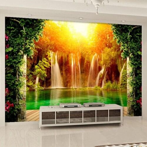 3D Wallpaper HD Pastoral Style Waterfall Nature Landscape Mural Dining Room Living Room Backdrop Wall Non-Woven Decor Wallpaper