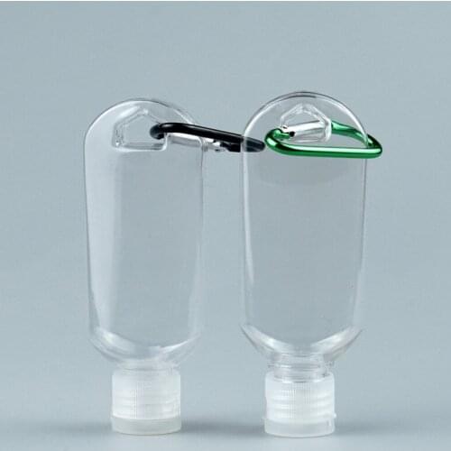4Pcs 30/60ml Travel Plastic Clear Keychain Bottles Leakproof Empty Container with Flip Cap for Cosmetics Refillable Bottle