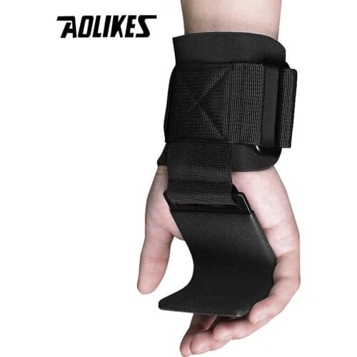 AOLIKES 1 Pair Fitness Weight Lifting Hook Training Gym Grips Straps Wrist Support Weights Power dumbbell hook weightlifting