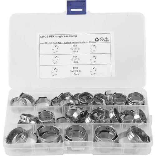 Car Accessories Auto Parts Stainless Steel Cinch Clamps Rings Single Ear 1/2in 3/4in for PEX Tubing Pipe Fitting