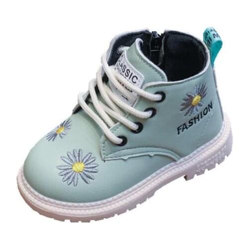 Girls boots leather boots 2021 spring new children small daisy short boots boys boots baby single boots soft bottom Martin boots