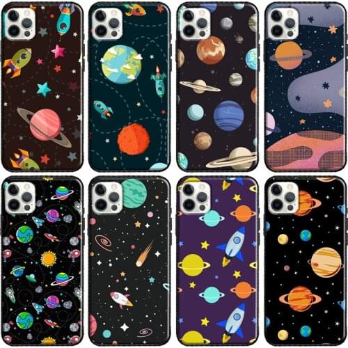 Pattern Cartoon Planet Space Star Phone Case For Apple iPhone 11 Pro Max 12 mini X XR XS Max 8 7 Plus SE 2020 Cover Shell