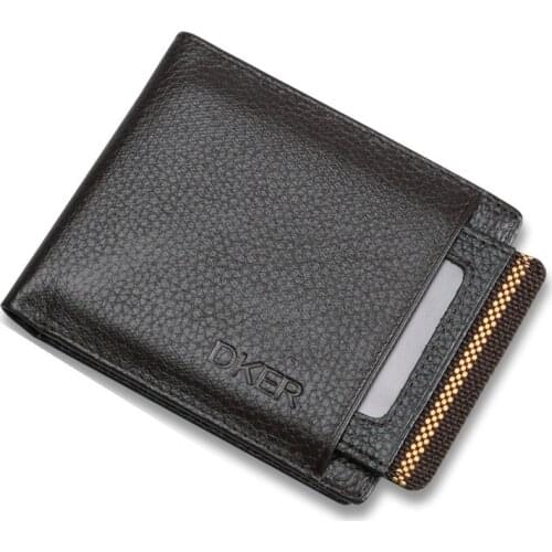DKER Men Wallets Brown Genuine Leather Wallet for Men with Card Holder Short Vertical Horizontal Male Purse