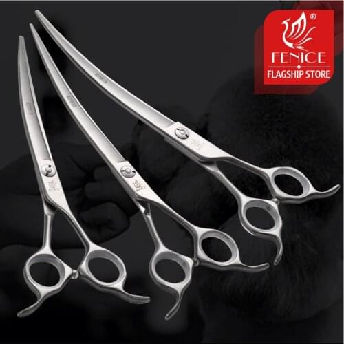 Fenice Professional Curved Dog Grooming Shear 6.5/7.0/7.5 inch Pets Hair Scissors for Dog Stylist Groomer