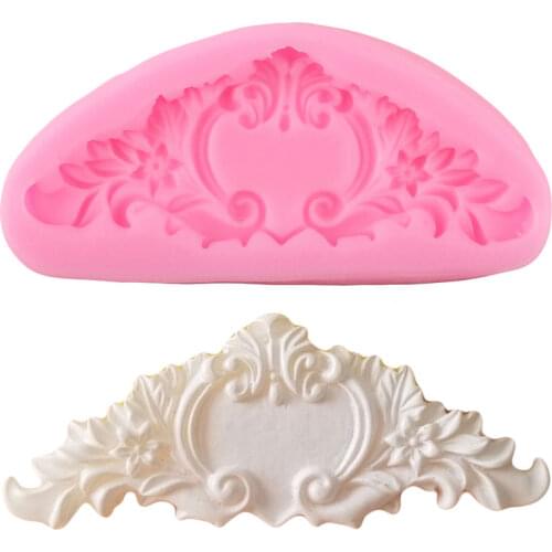 Ruffled Victorian Banner Silicone Mold Scroll Relief Cupcake Topper Fondant Cake Decorating Tools Candy Chocolate Gumpaste Mould