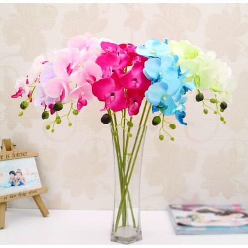 Artificial Flowers Blue Phalaenopsis Orchids Family Table Artificial Flowers Living Room Hotel Decoration Artificial Plants