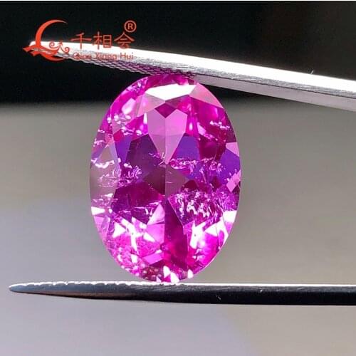 Artificial ruby 2# pink color oval shape natural cut including minor cracks and inclusions corundum loose gem stone