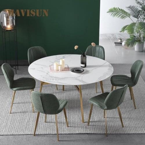 Rock Board Dining Table And Chair Combination Simple Light Luxury Small Apartment Living Room Round Kitchen Table Furniture