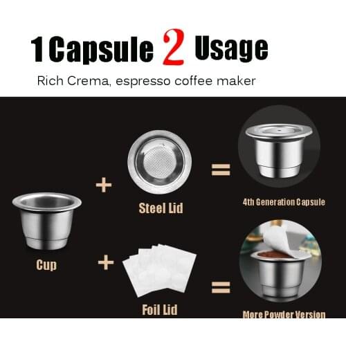 Coffee Capsule For Nespresso Inissia Krups YY1531FD Stainless Steel Reusable Coffee Pod Crema Maker