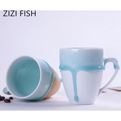 Jingdezhen ceramic mug coffee cup lovers design glaze cup milk breakfast cups Mugs and Cups Coffee Tea Milk with Handle Gift