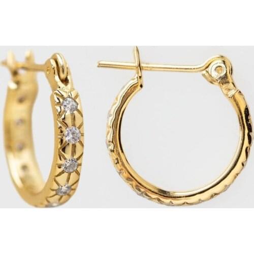 Classic Geometric Girl Women Jewelry Micro Pave Blue White CZ Star Starburst Hoop Earring