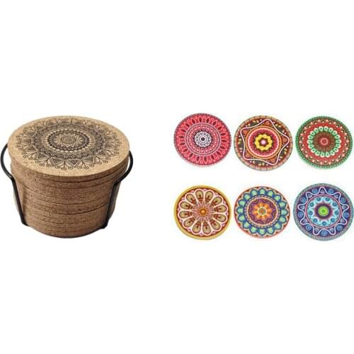 Round Cork Coaster With Bracket Set & Coasters For Glasses Cups Vases Candles On Your Wood Glass Or Stone Dining Table