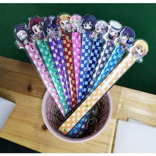 Anime Demon Slayer: Kimetsu No Yaiba Kamado Tanjirou Cosplay Ruler Measuring Scale Students Cartoon Measure Ruler Gift For Kids
