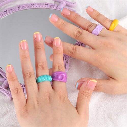 Chunky Funky Clay Rings Baby Blue Violet Lavender Purple Open Irregular Ring Women Fashion Jewelry 2021 NEW
