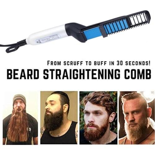 Multifunctional Curling Hair Comb Quick Heating Beard Straightener Curler Show Cap Men Beauty Hair Styling Tool Gift Box Pack