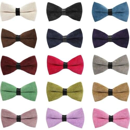 Men Fashion Corduroy Candy Color Bow Tie Wedding Party Adjustable Formal Bowtie
