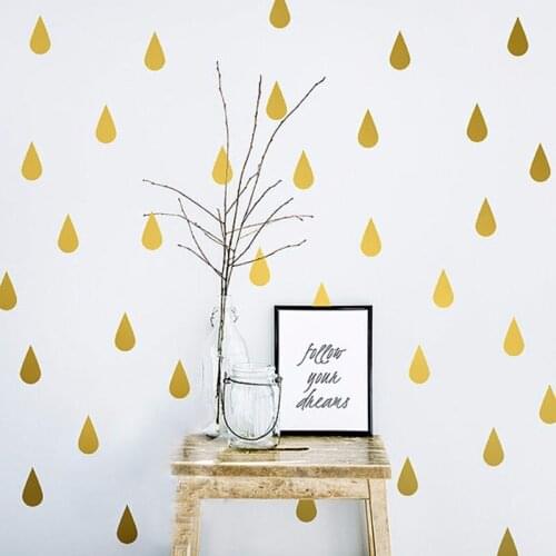 4*6cm*20pcs Gold Raindrop Wall Sticker For Kids Baby Rooms Bedroom Poster Home Decor Child Gifts PVC DIY Art Mural Wall Decals