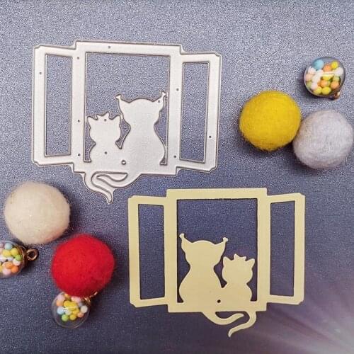 80*70mm cats sitting on the window new Metal Cutting Dies Scrapbooking DIY Album Paper Card Craft Embossing stencil Dies