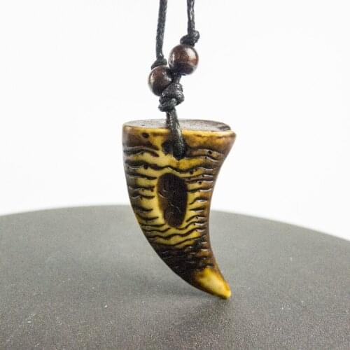 Ox Horn Carving Pendants limitation Yak Bone Material Bone Art Necklace Pendant Vintage Mens adjustable Rope Necklaces #GZ225