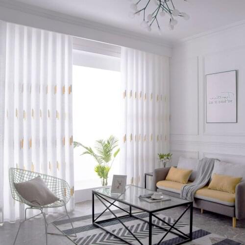2021 New Nordic Style Pure Color Translucent Opaque Curtains for Living Room Bedroom Curtains White Thick Wheat Ears Curtains