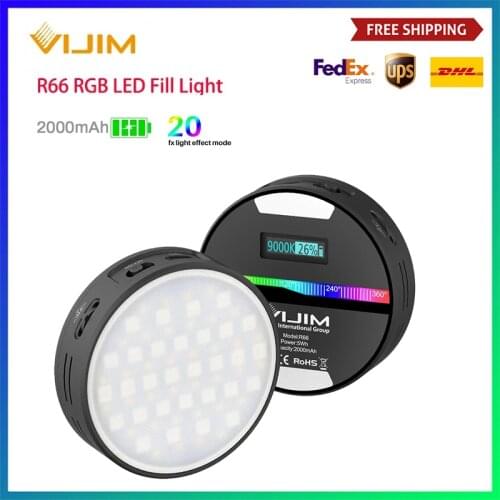 Ulanzi R66 RGB Portable Video Light Full Color Fill lamp LED Photography Lighting Lamp 2500-9000K 2000mAh Mini Soft Tube