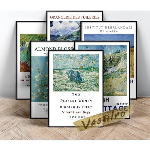 Vincent Van Gogh Poster, Two Peasant Women Digging In Field With Snow Oil Painting, Van Gogh Corn Harvest In Provence Art Prints