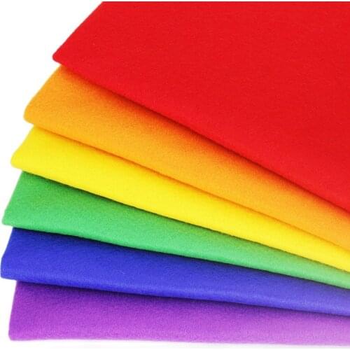 Rainbow Soft Felt Fabric For Needlework DIY Sewing Dolls Crafts Material Polyester Cloth 6 Pcs/Lot 45cmx55cm