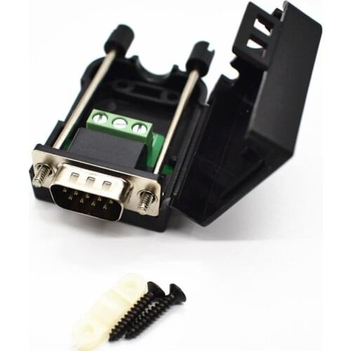 DB9 serial COM transfer-free solder terminals RS232 male connector with back side screw