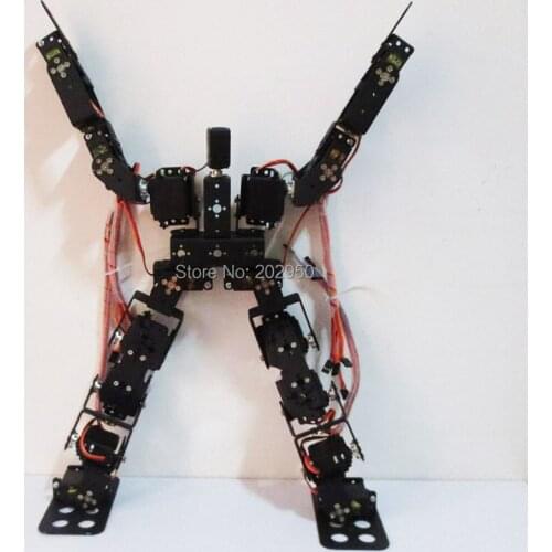 1set 17DOF Biped Robotic Educational Robot Kit Servo Bracket Ball Bearing Black W/ Servo Horns For Hobbyists, Robot Competition