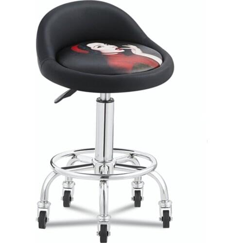 Beauty Stool Barber Shop Hairdressing Salon Chair Rotating Lifting Round Stool Nail Salon Stool Pulley Work Bench Special