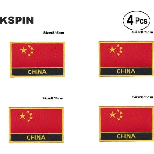 China Rectangular Shape Flag Iron on Saw on Patches Embroidered Flag Patches National Flag Patches for Clothing