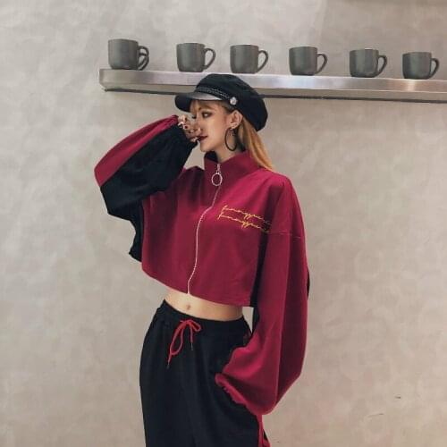 Xuan Yafeng ins tide short sweater suit female autumn loose loose navel shirt hip hop trousers two-piece suit
