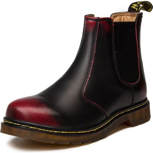 Y43 Booties Woman European Design Winter Split Leather Round Toe Slip-on Couple Shoes Chelsea Martin Ankle Platform Men Boots