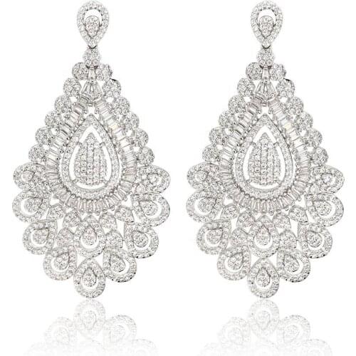 Bedazzled Jewelry Customize Jewelry Zirconia Earrings Rhodium Jewelry Design Sliver Plated Earrings For Wedding women