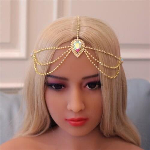 Handmade Forehead Crystal Headband Chain Jewelry for Women Bohomian Bridal Rhinestone Hair Chain Headpiece Accessories