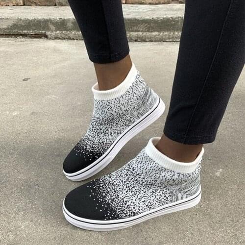 Women Running Sneakers 2020 Loafer Women Knit Mesh Shoes Female Slip On Sock Shoes Womens Casual Vulcanized Fashion Plus Size