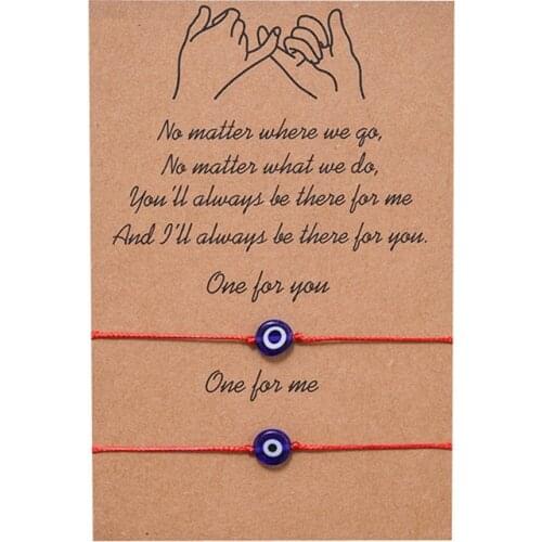 Pinky Promise Blue Evil Eye Woven Paper Card Bracelet Women Adjustable Lucky Red String Bracelets Femme New Fashion Jewelry