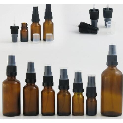 10 x New Arrived Essential Oil Amber Bottle With Anti-theft Clasp Mist Sprayer Perfume Vials Cosmetic Containers 5ml till 100ml
