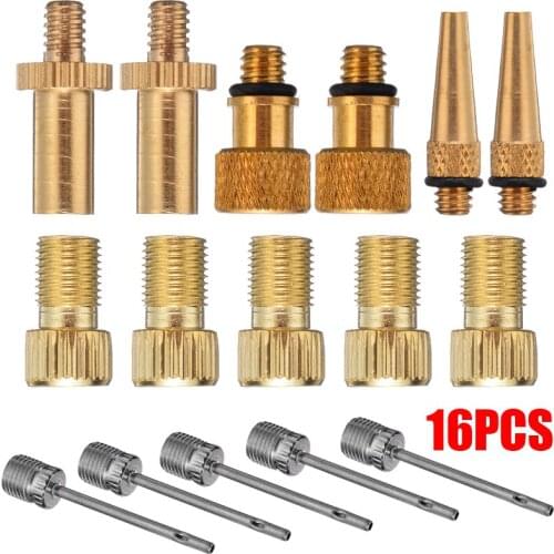 16Pcs Bicycle Valve Adapter Pump Valve Adapters SV/AV/DV Adapter Sealing Ring Converter For Bicycle Bike Pump Accessories