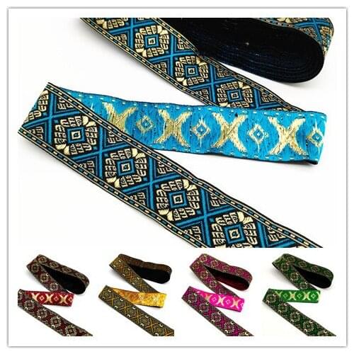 3 Yards Vintage Ethnic Embroidery Lace Ribbon Boho Lace Trim DIY Clothes Bag Accessories Embroidered Fabric #RoLi