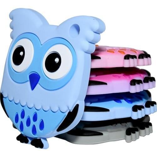 Mabochewing 5pcs Soft Safe Silicone Owl Pendant Food Grade BPA Free Baby Teether Handmade Necklace Pacifier Chain Making